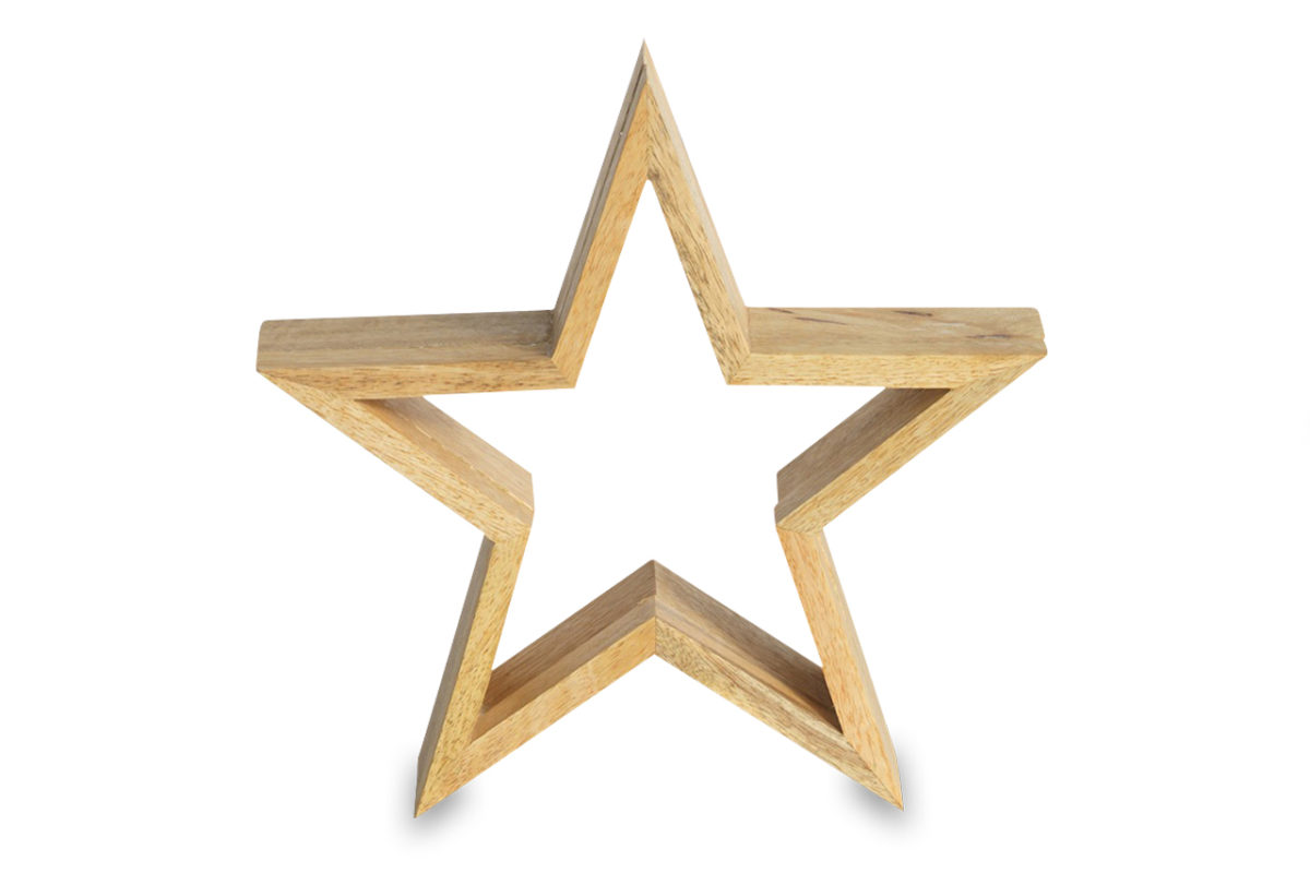 Estrella en madera de mango sostenible realizada de manera artesanal